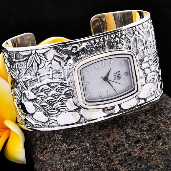 BALI LEGACY EON 1962 Swiss Movement Cuff Bracelet Watch in Sterling Silver - Picture 1 of 9